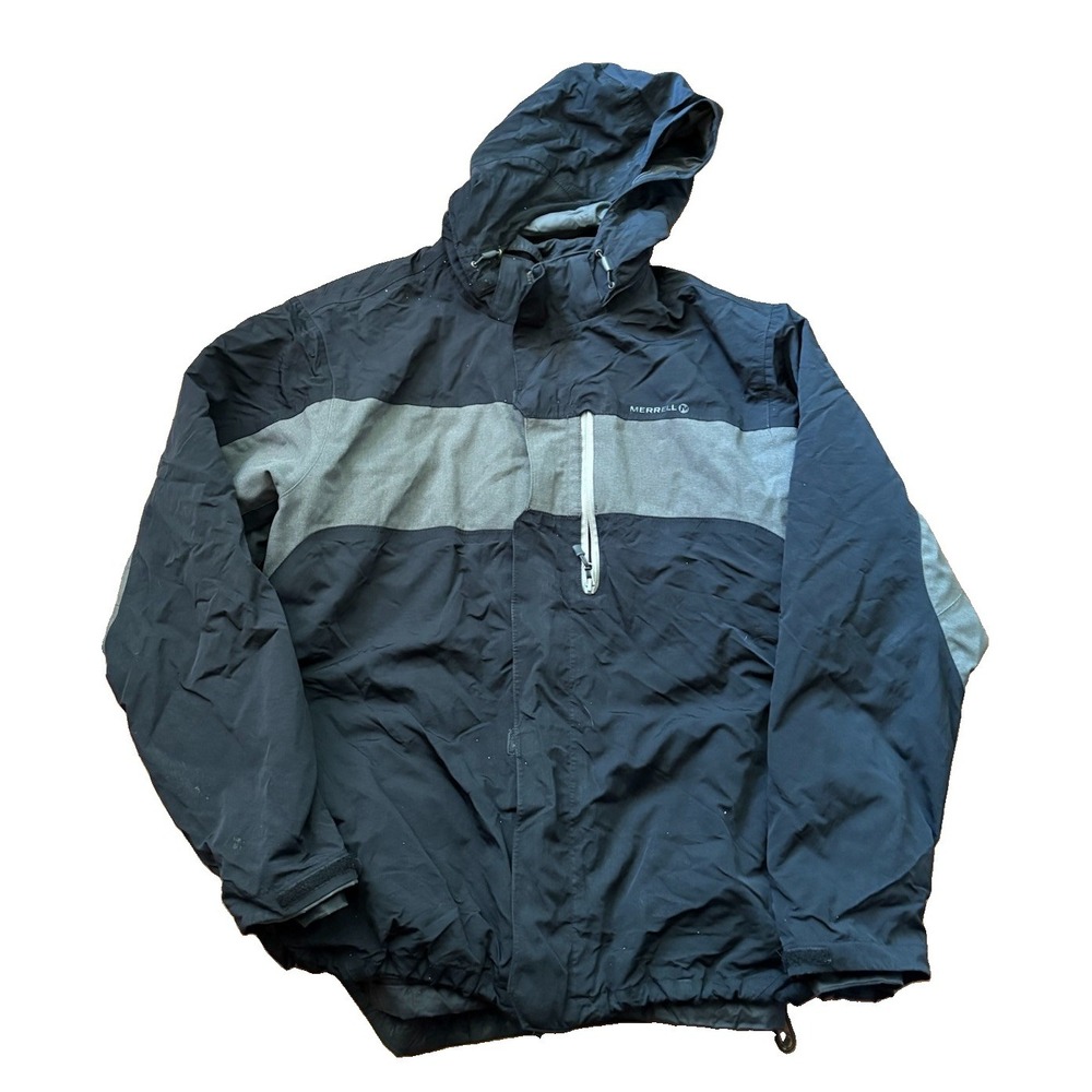 Merrell Opti Shell Opti Warm Mens Jacket XL Black Gray Hooded Coat